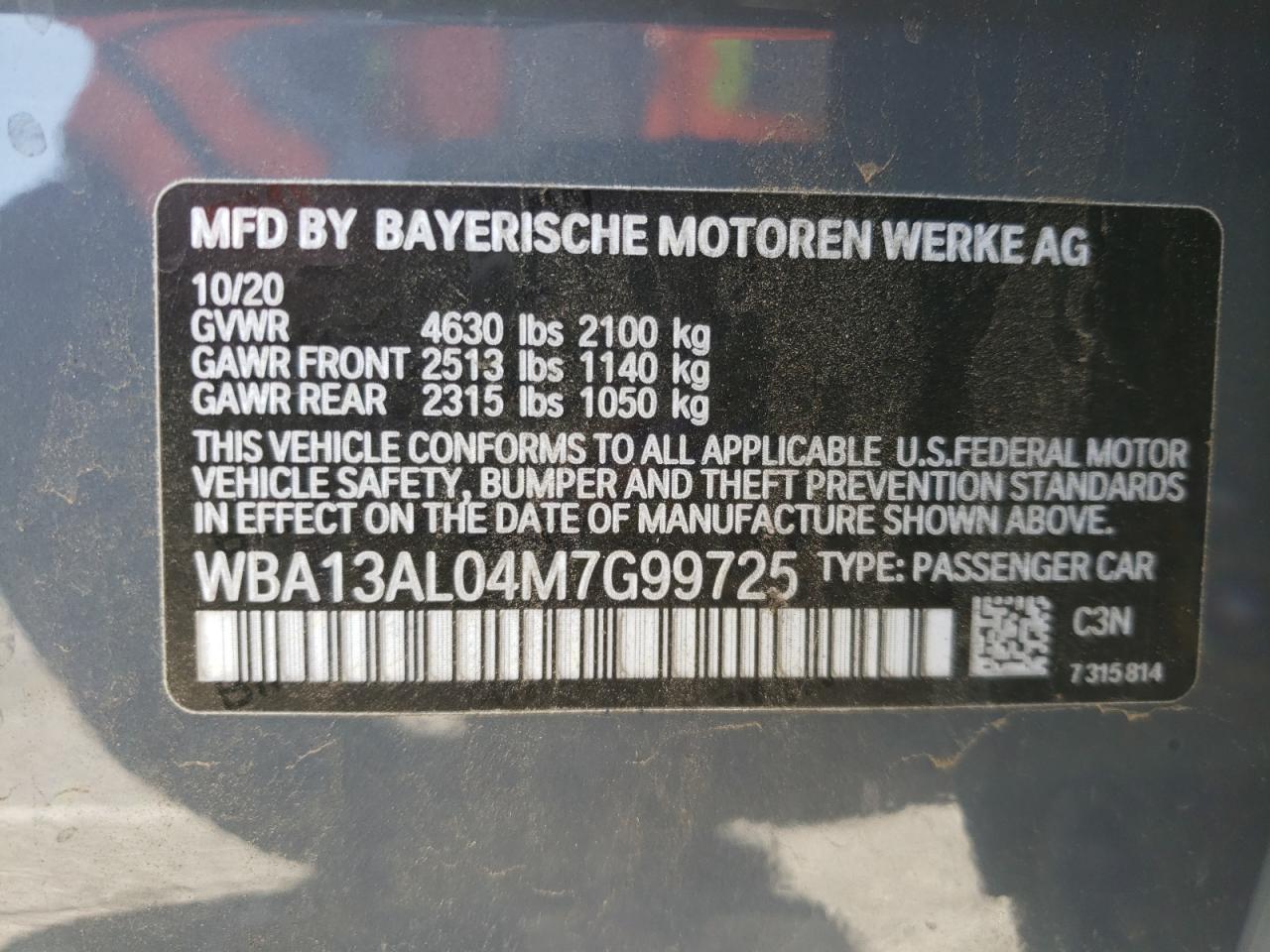 VIN WBA13AL04M7G99725 2021 BMW M235XI