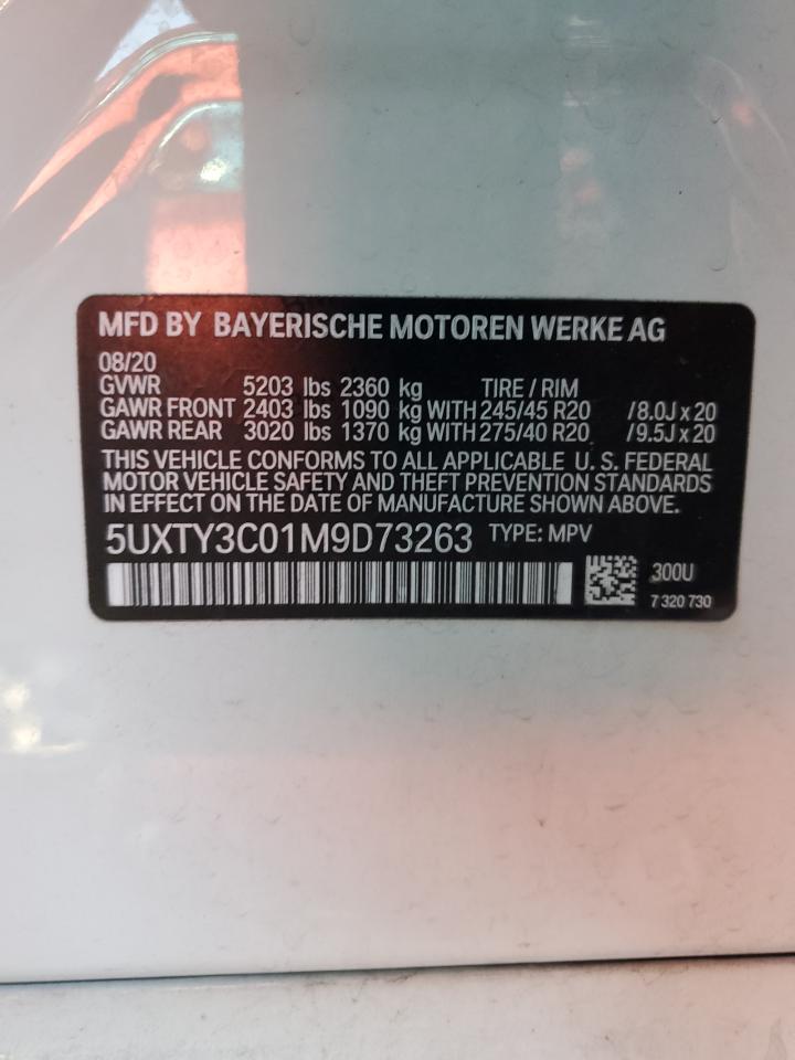 VIN 5UXTY3C01M9D73263 2021 BMW X3 SDRIVE3
