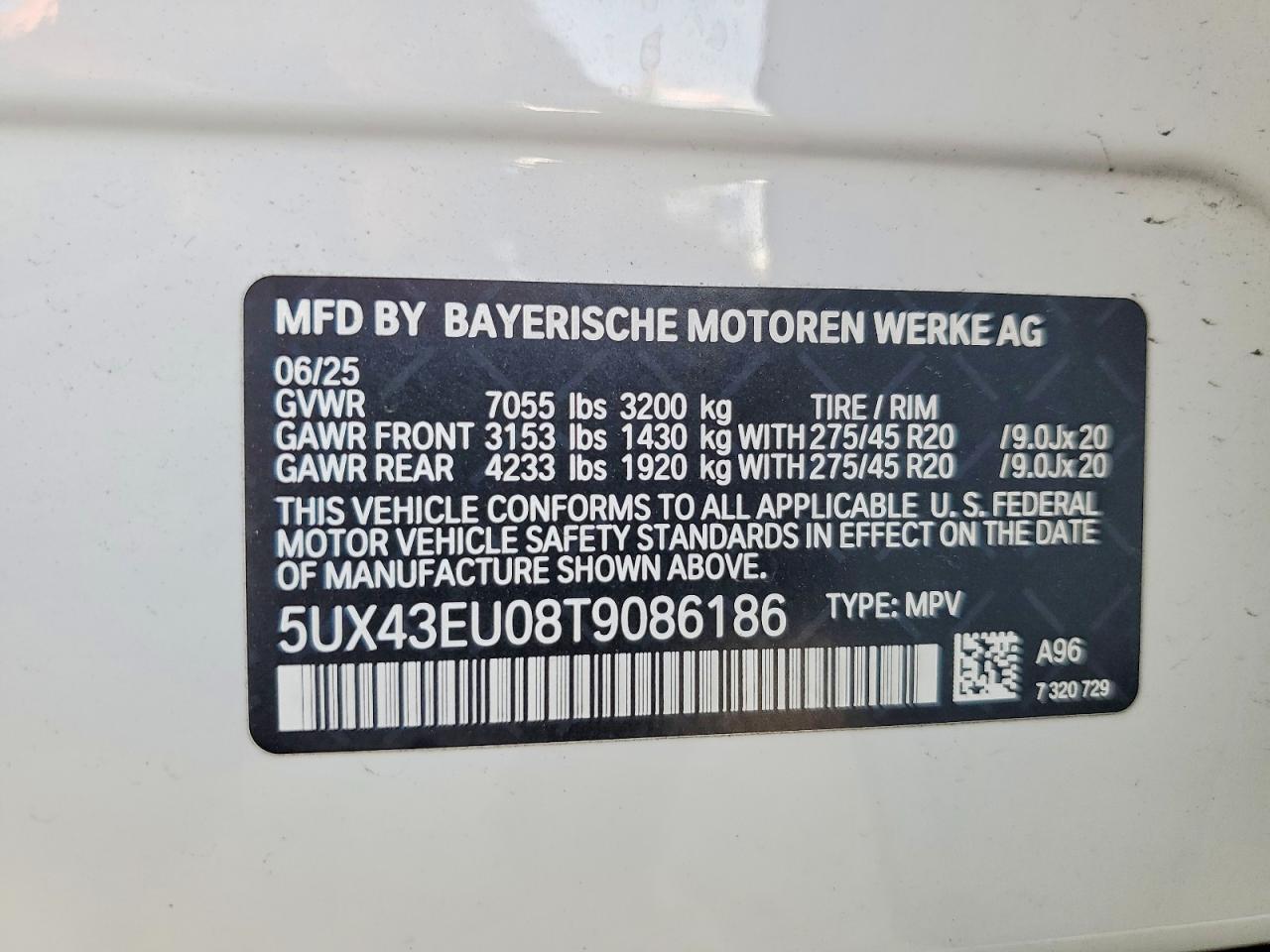 VIN 5UX43EU08T9086186 2026 BMW X5 XDRIVE5
