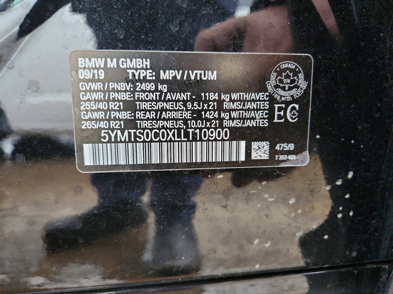 VIN 5YMTS0C0XLLT10900 2020 BMW X3 M COMPE