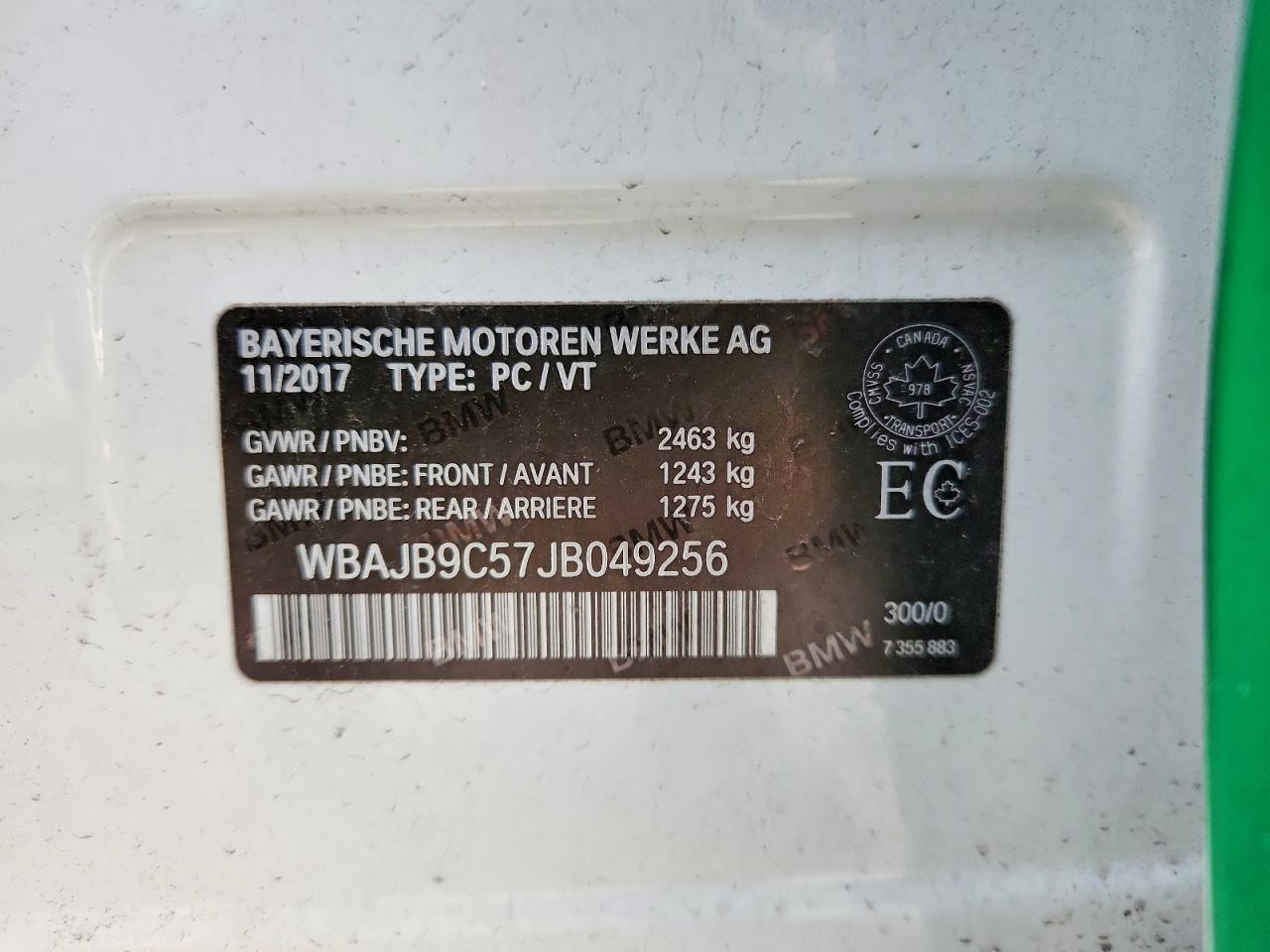 VIN WBAJB9C57JB049256 2018 BMW MOTORRAD M550XI