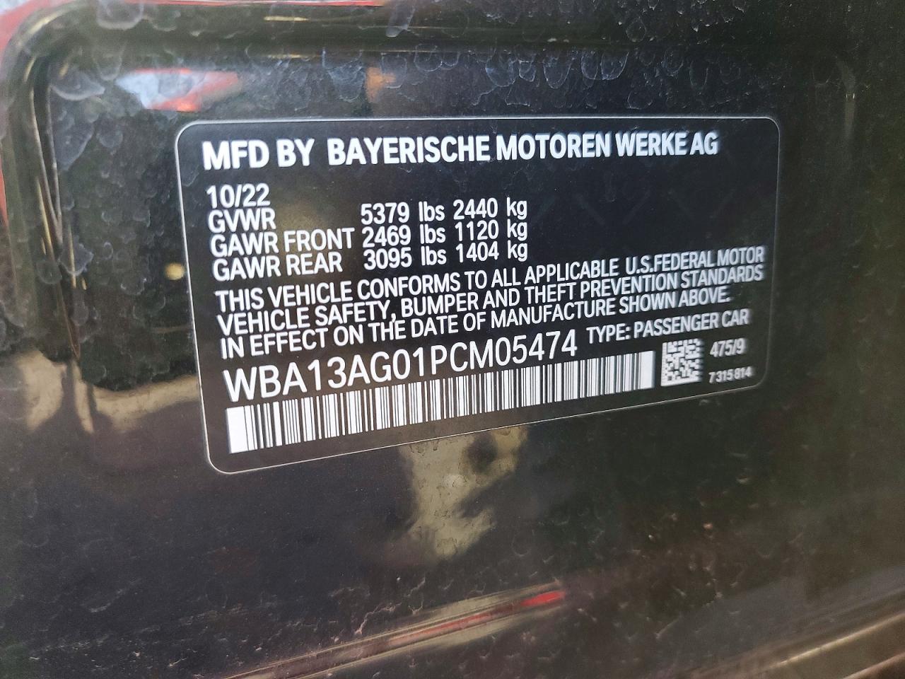 VIN WBA13AG01PCM05474 2023 BMW 530E