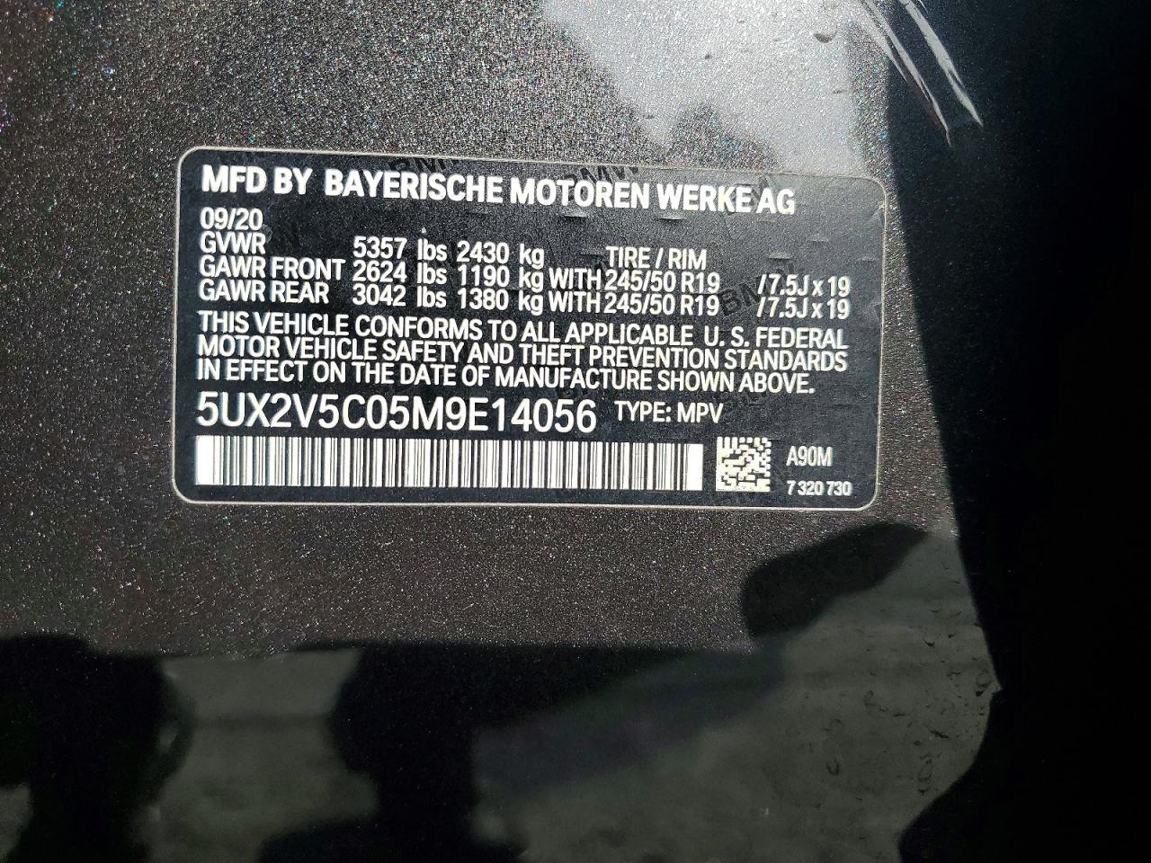 VIN 5UX2V5C05M9E14056 2021 BMW X4 XDRIVEM