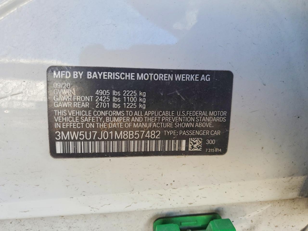 VIN 3MW5U7J01M8B57482 2021 BMW MOTORRAD M340I