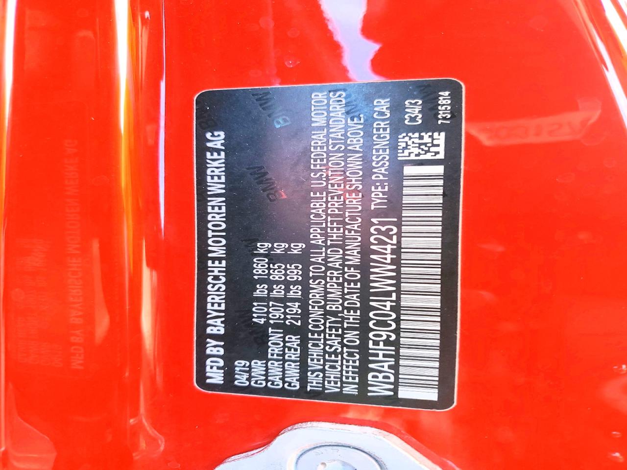 VIN WBAHF9C04LWW44231 2020 BMW Z4 M40I