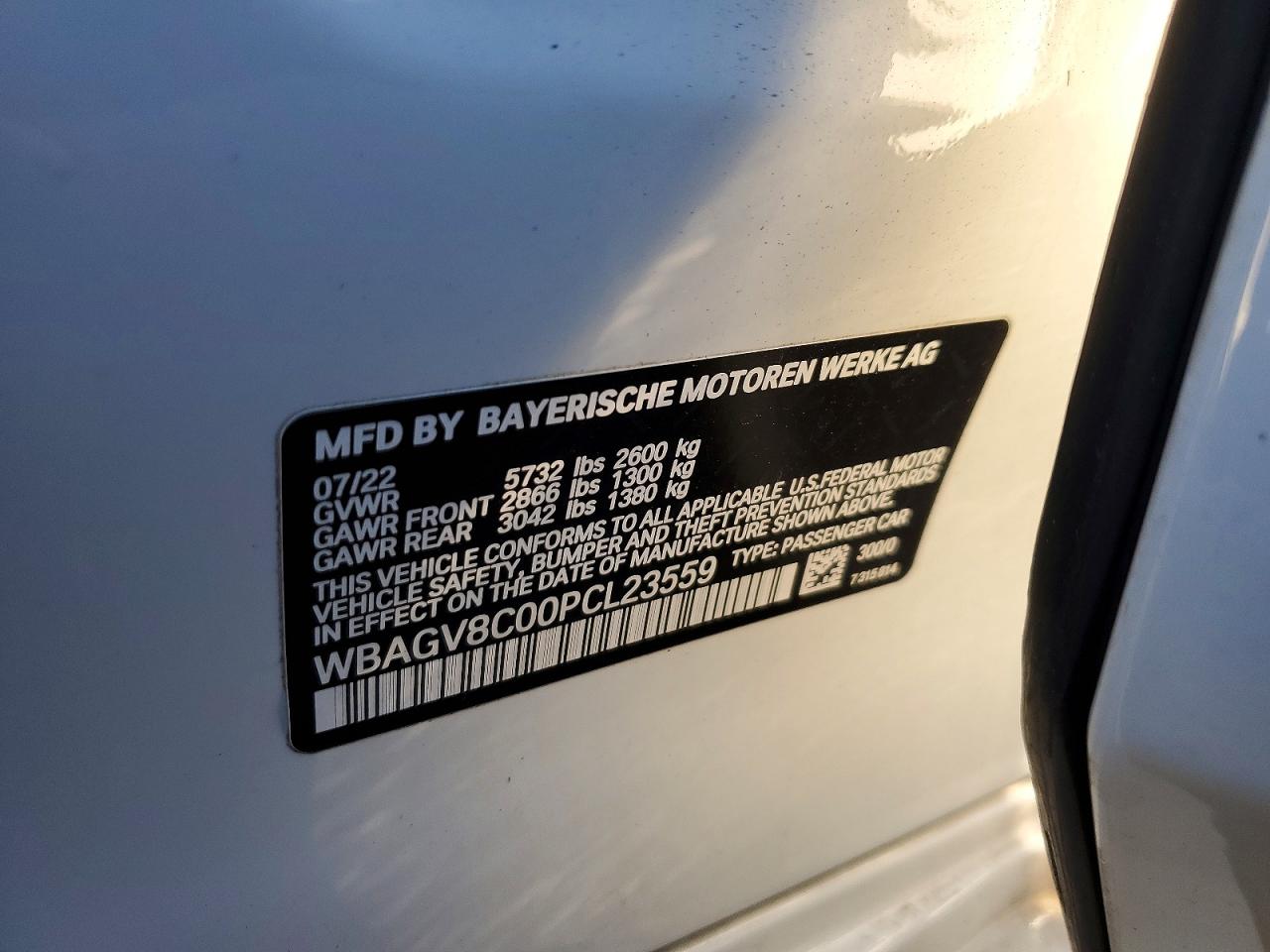 VIN WBAGV8C00PCL23559 2023 BMW MOTORRAD M850XI