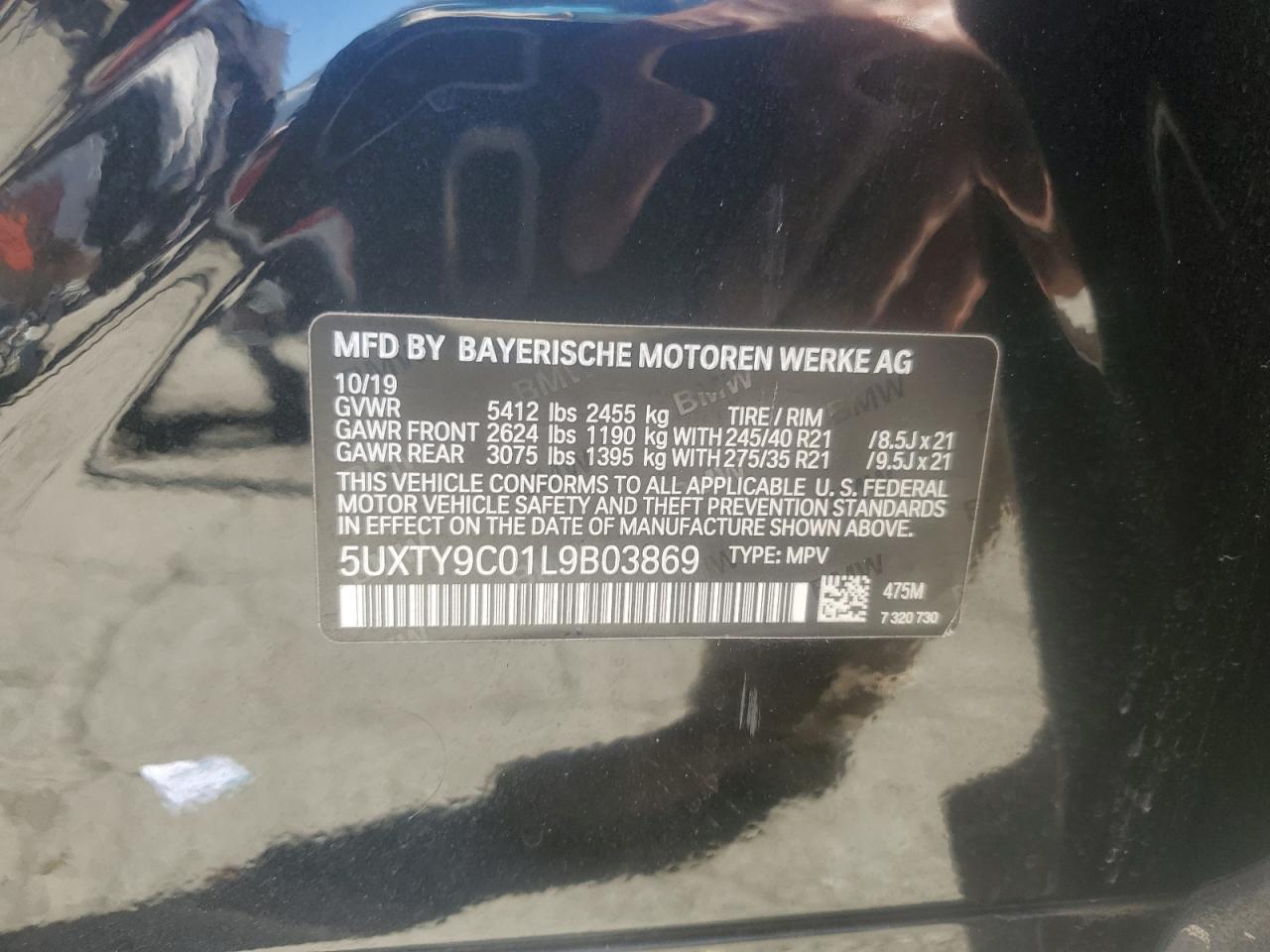 VIN 5UXTY9C01L9B03869 2020 BMW X3 XDRIVEM