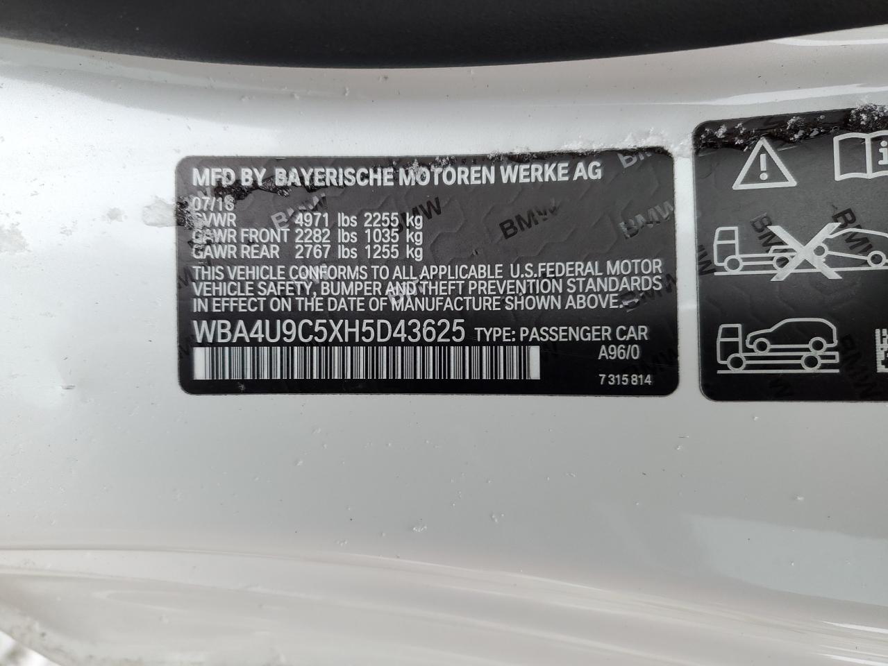 VIN WBA4U9C5XH5D43625 2017 BMW 430XI