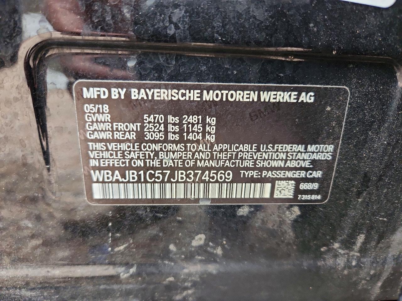 VIN WBAJB1C57JB374569 2018 BMW MOTORRAD 530XE