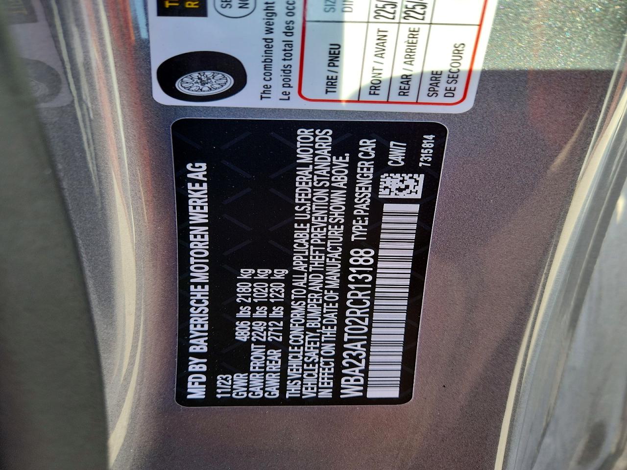 VIN WBA23AT02RCR13188 2024 BMW MOTORRAD 430I