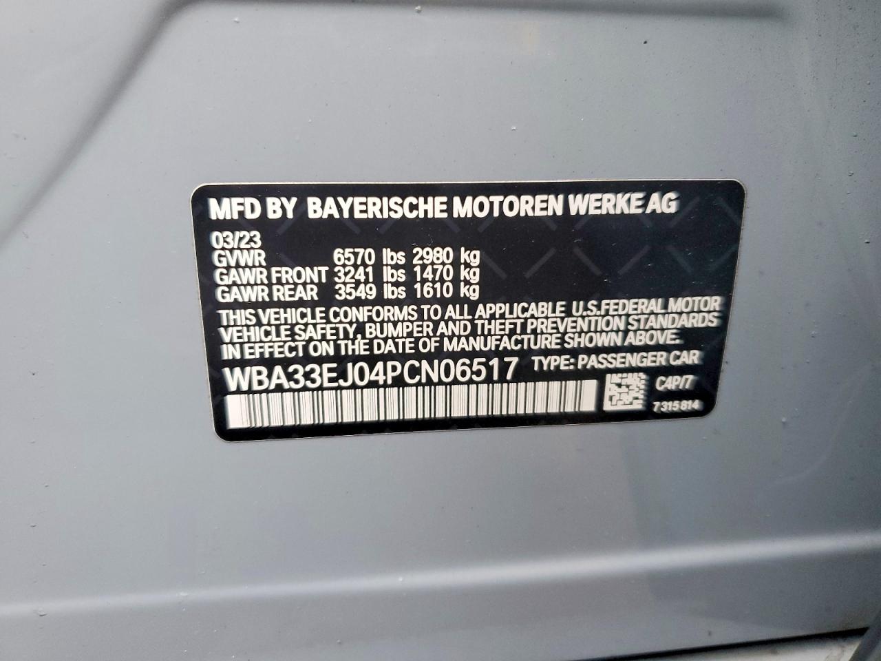 VIN WBA33EJ04PCN06517 2023 BMW 760