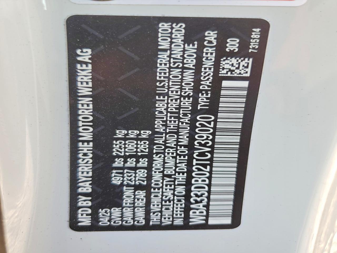 VIN WBA33DB02TCV39020 2026 BMW MOTORRAD 380I
