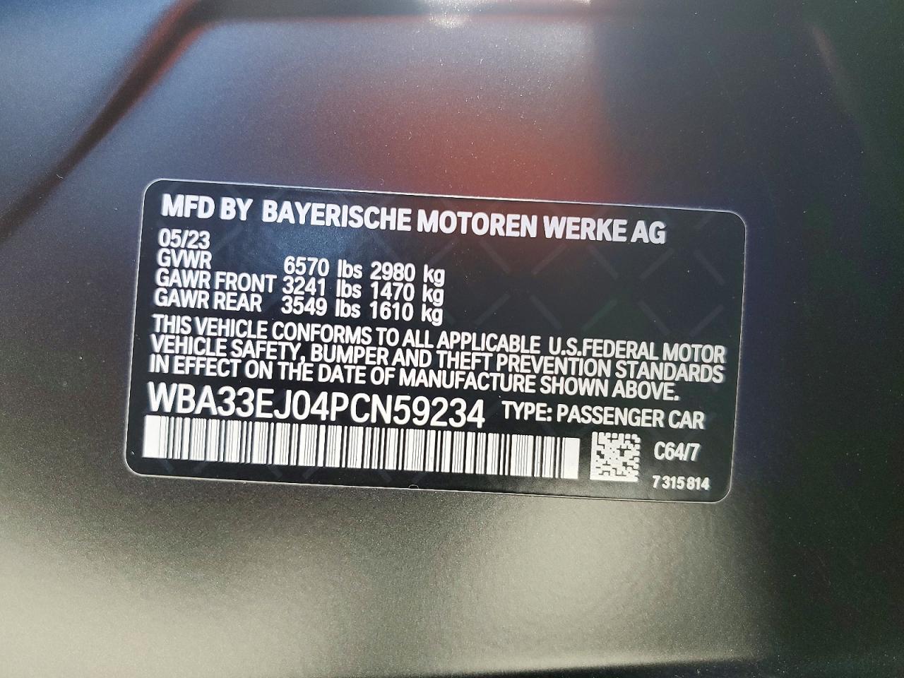 VIN WBA33EJ04PCN59234 2023 BMW 760