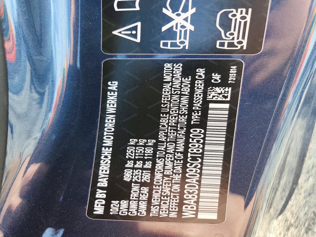 VIN WBA83DA09SCT89509 2025 BMW MOTORRAD M440XI