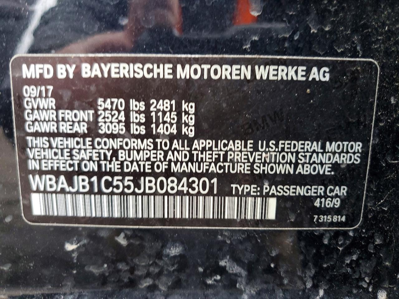 VIN WBAJB1C55JB084301 2018 BMW MOTORRAD 530XE