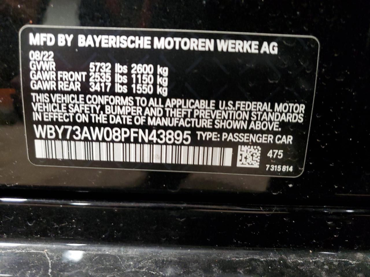 VIN WBY73AW08PFN43895 2023 BMW I4 EDRIVE4