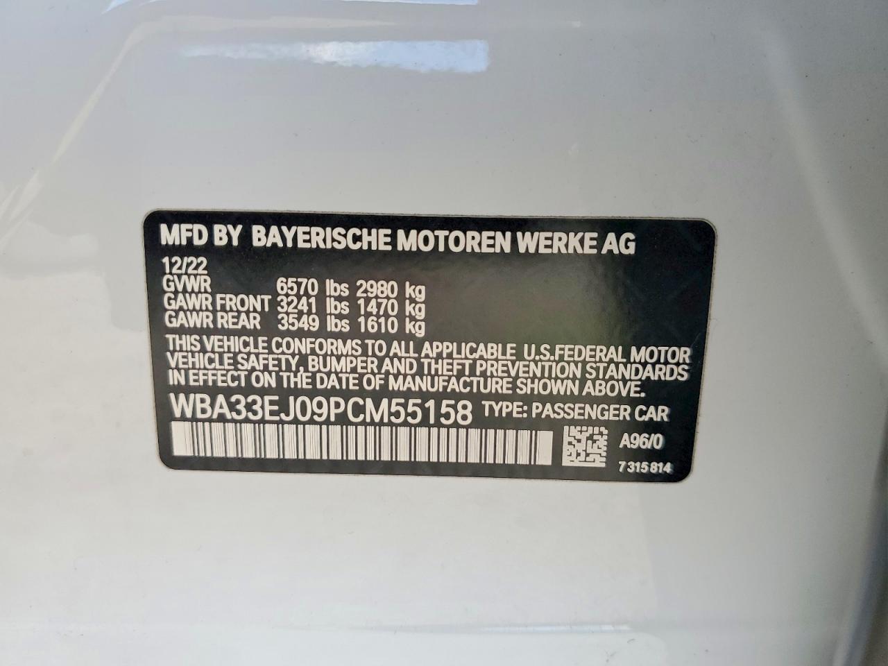VIN WBA33EJ09PCM55158 2023 BMW 760