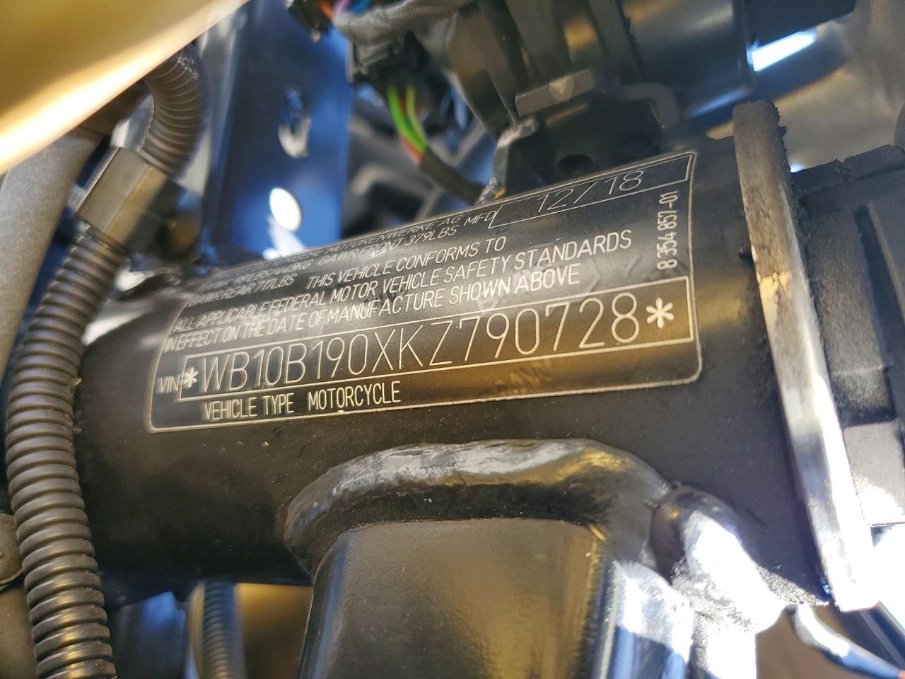 VIN WB10B190XKZ790728 2019 BMW F 850