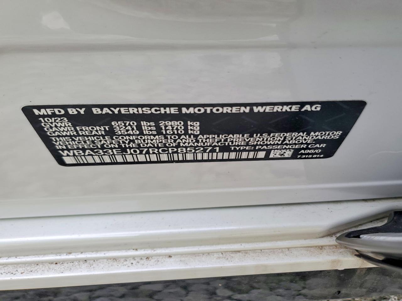 VIN WBA33EJ07RCP85271 2024 BMW 760