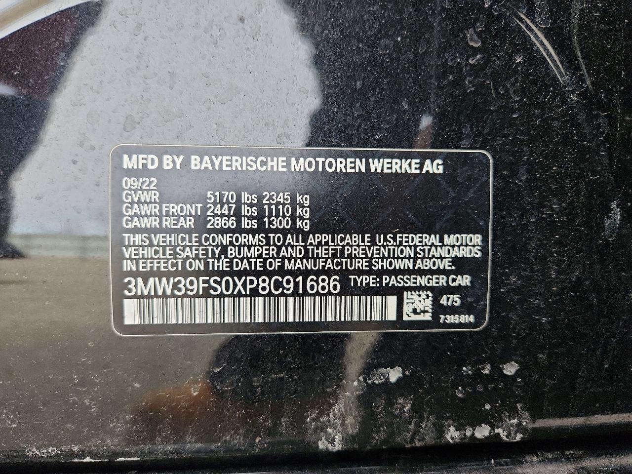 VIN 3MW39FS0XP8C91686 2023 BMW 330XE