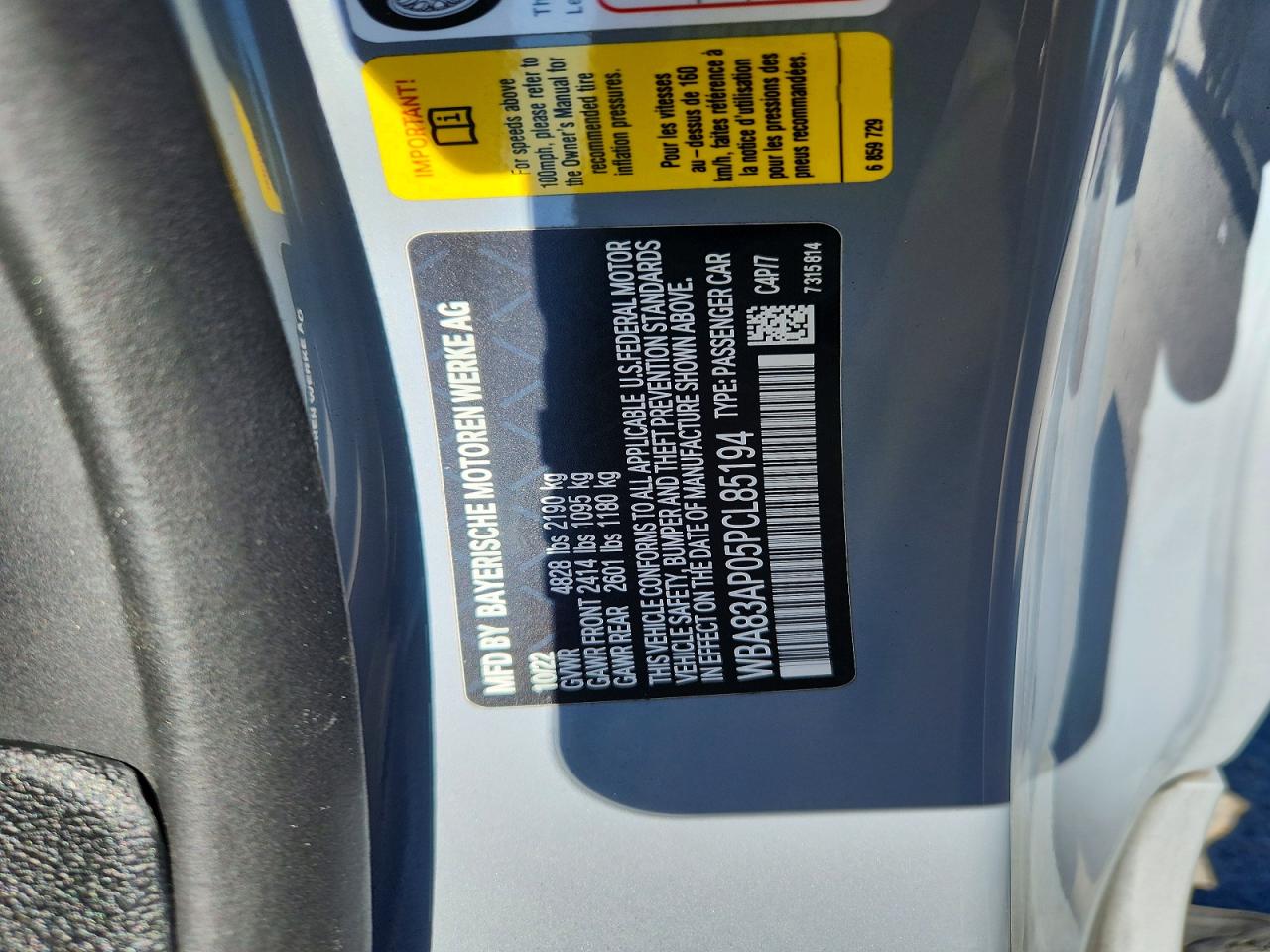 VIN WBA83AP05PCL85194 2023 BMW MOTORRAD M440I