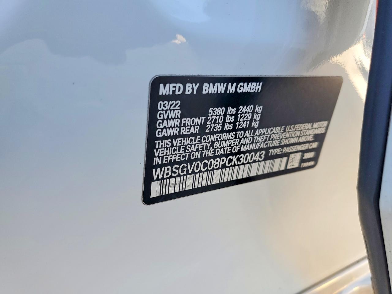 VIN WBSGV0C08PCK30043 2023 BMW M8
