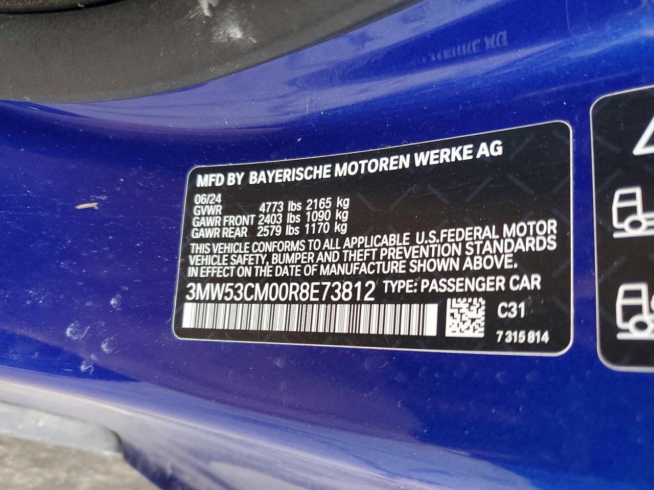 VIN 3MW53CM00R8E73812 2024 BMW M240XI