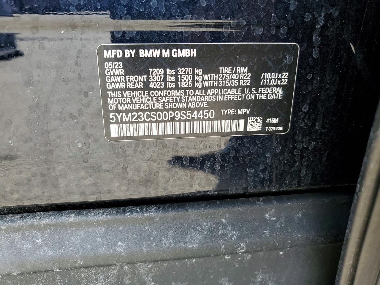 VIN 5YM23CS00P9S54450 2023 BMW MOTORRAD XM