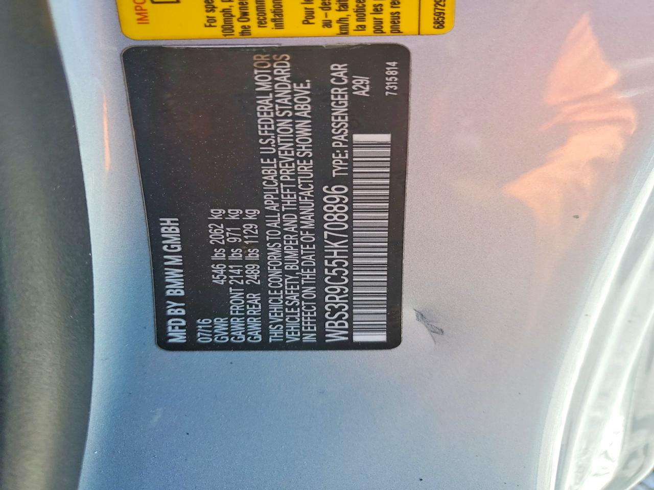 VIN WBS3R9C55HK708896 2017 BMW M440XI