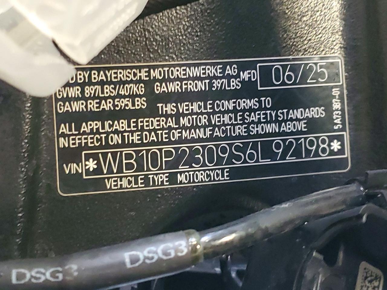 VIN WB10P2309S6L92198 2025 BMW S 1000