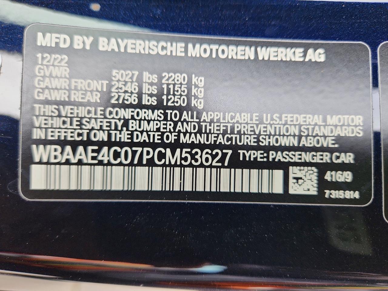 VIN WBAAE4C07PCM53627 2023 BMW 840XI