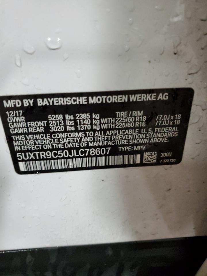 VIN 5UXTR9C50JLC78607 2018 BMW X3 XDRIVE