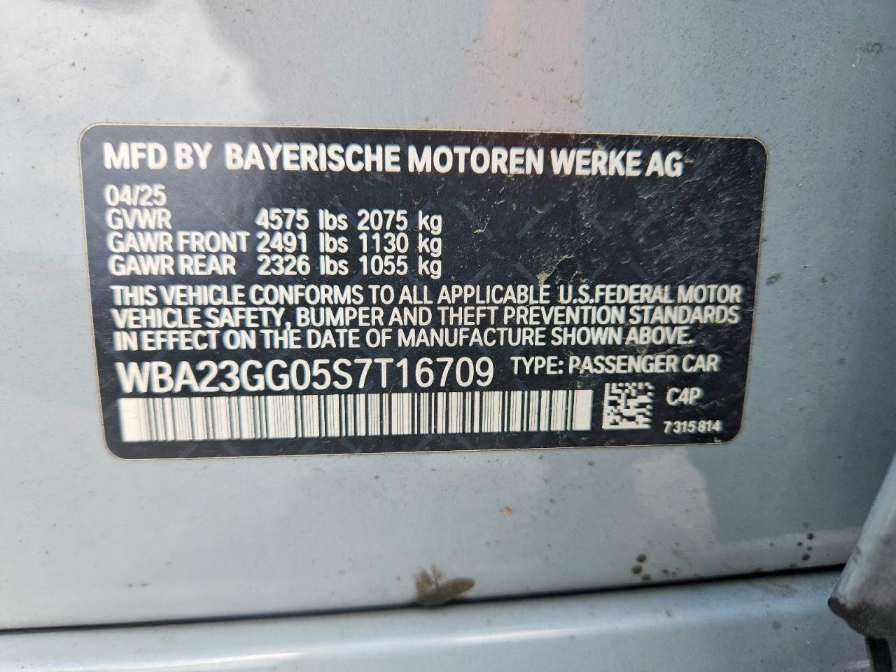 VIN WBA23GG05S7T16709 2025 BMW 228XI