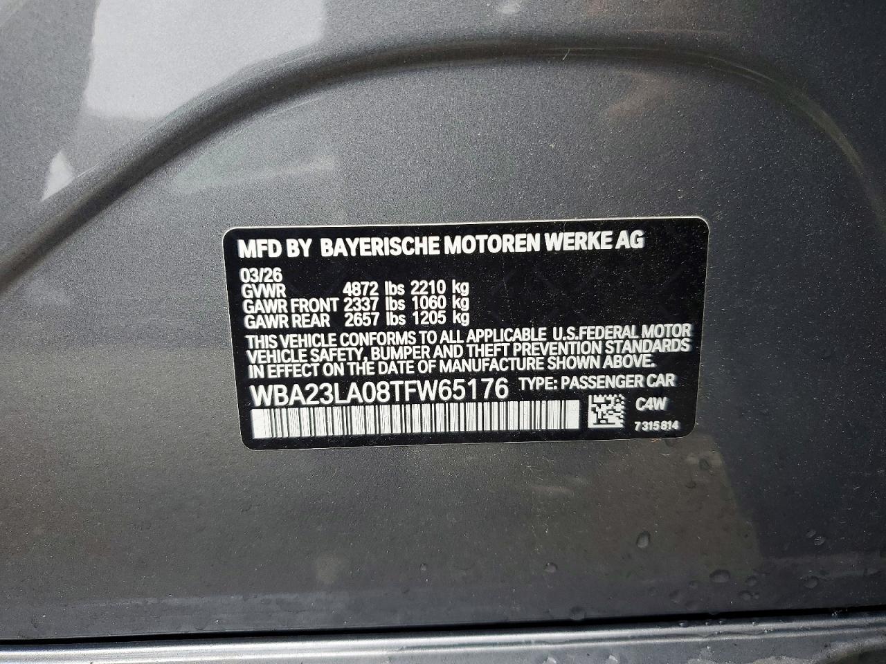 VIN WBA23LA08TFW65176 2026 BMW 330XI