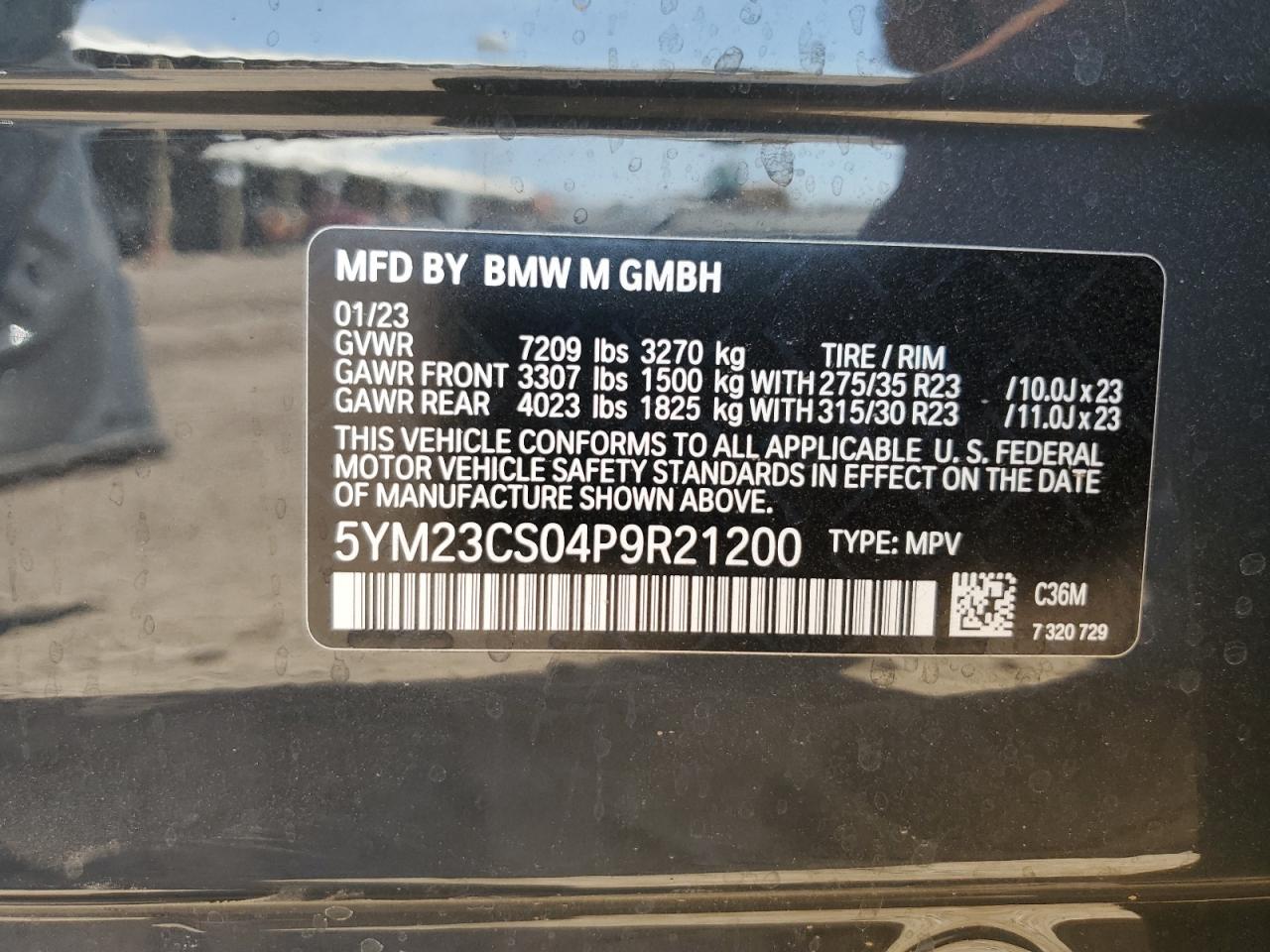 VIN 5YM23CS04P9R21200 2023 BMW XM