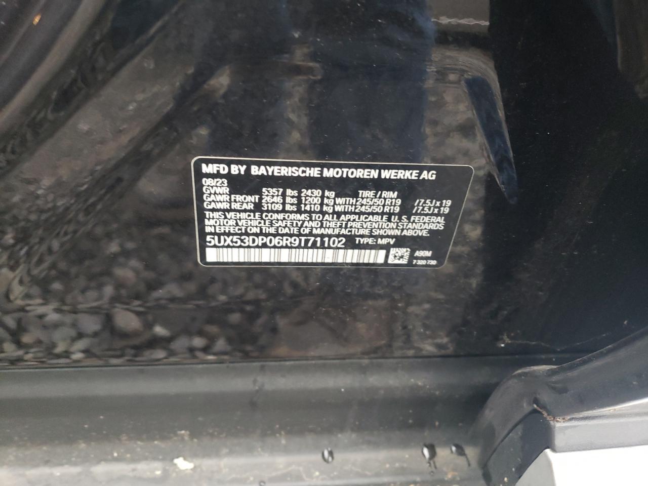 VIN 5UX53DP06R9T71102 2024 BMW X3 XDRIVE