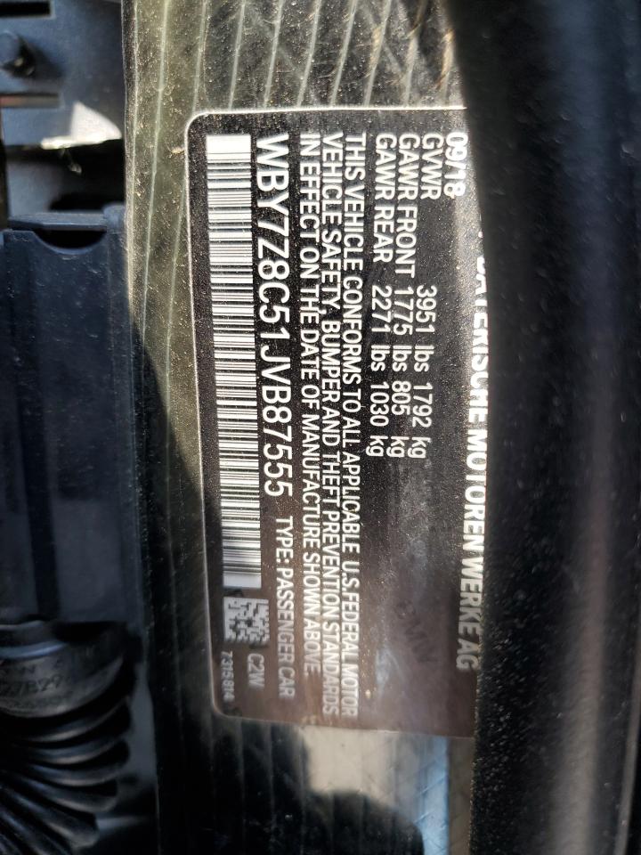 VIN WBY7Z8C51JVB87555 2018 BMW I3 S REX