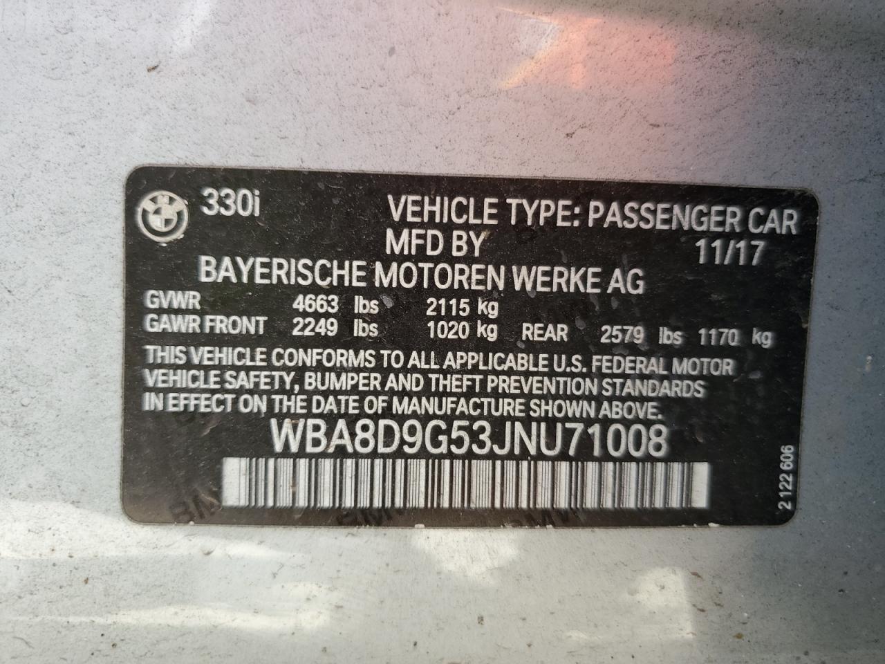 VIN WBA8D9G53JNU71008 2018 BMW 1100GS