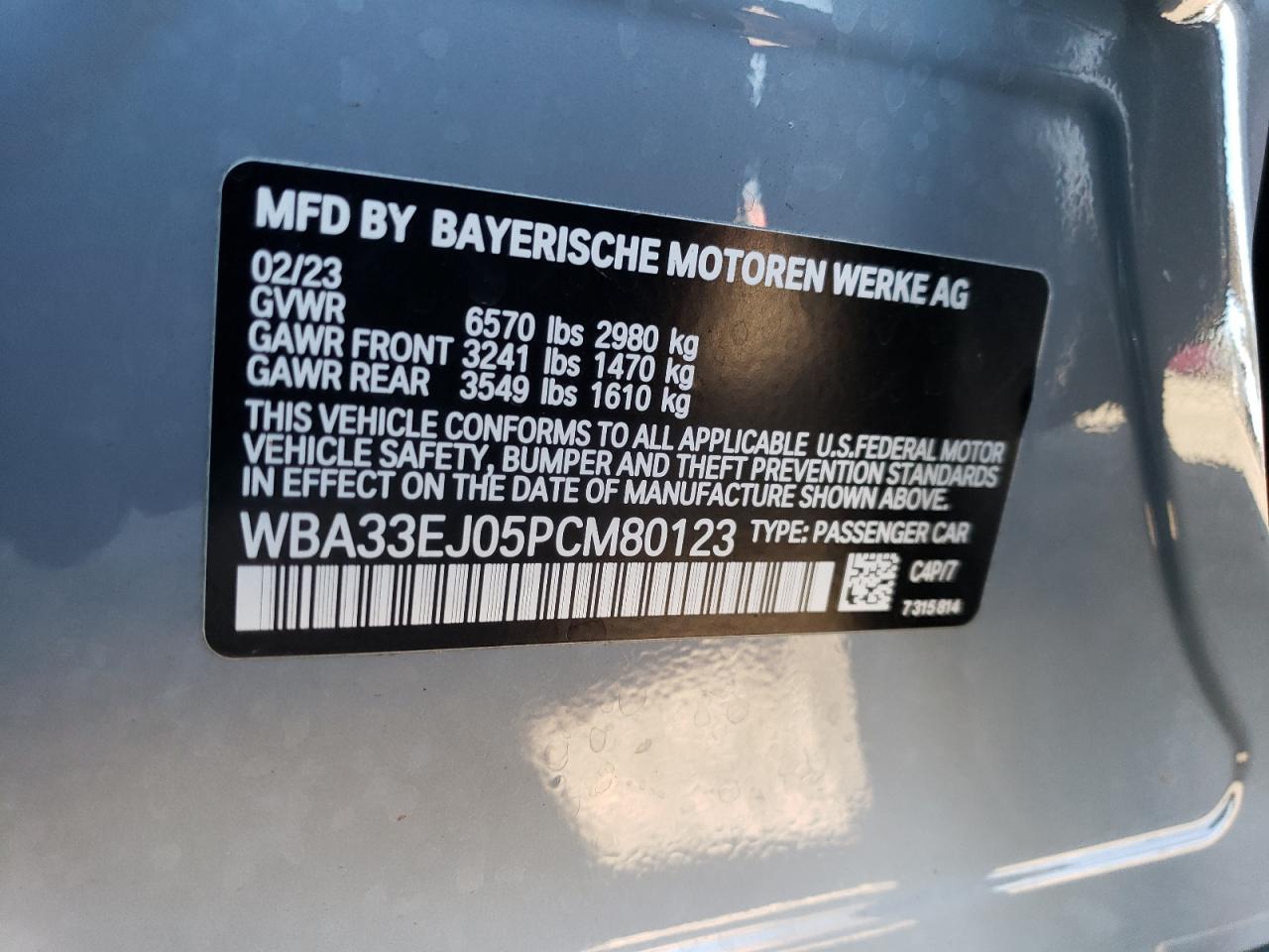 VIN WBA33EJ05PCM80123 2023 BMW 760 XI