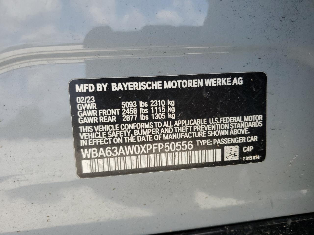 VIN WBA63AW0XPFP50556 2023 BMW M440I GRAN