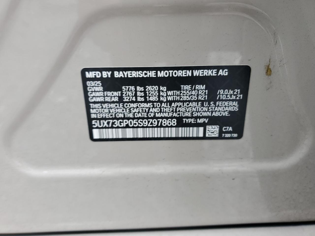 VIN 5UX73GP05S9Z97868 2025 BMW X3 M50