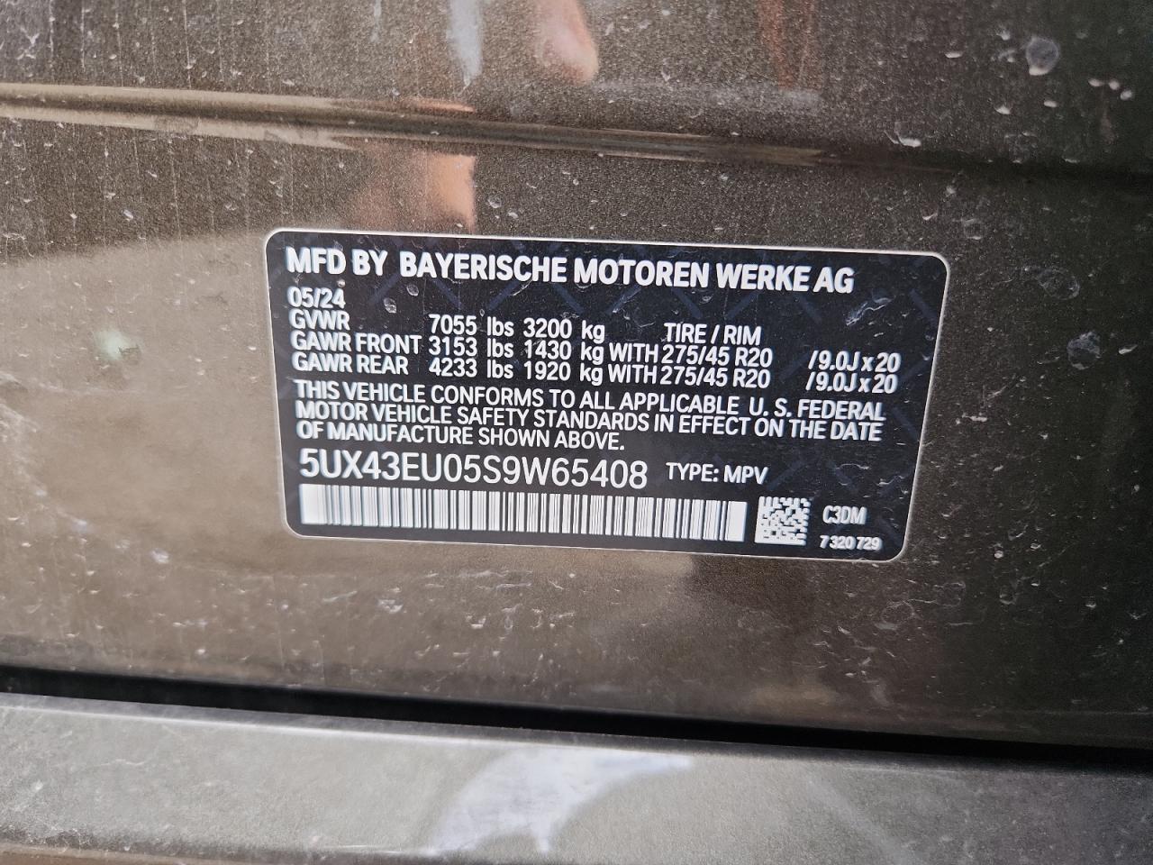 VIN 5UX43EU05S9W65408 2025 BMW X5 XDRIVE50E