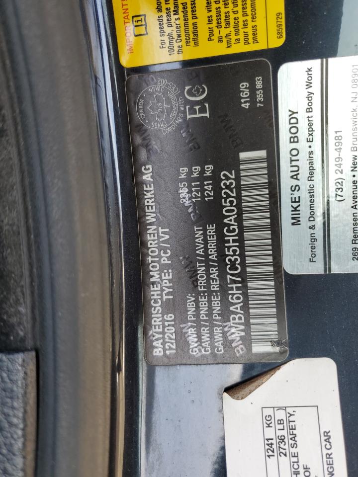 VIN WBA6H7C35HGA05232 2017 BMW 650 XI