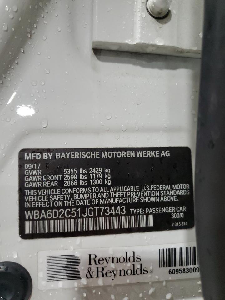 VIN WBA6D2C51JGT73443 2018 BMW 640 XI GRA