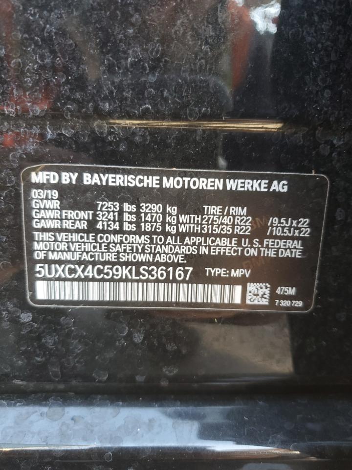 VIN 5UXCX4C59KLS36167 2019 BMW X7 XDRIVE5