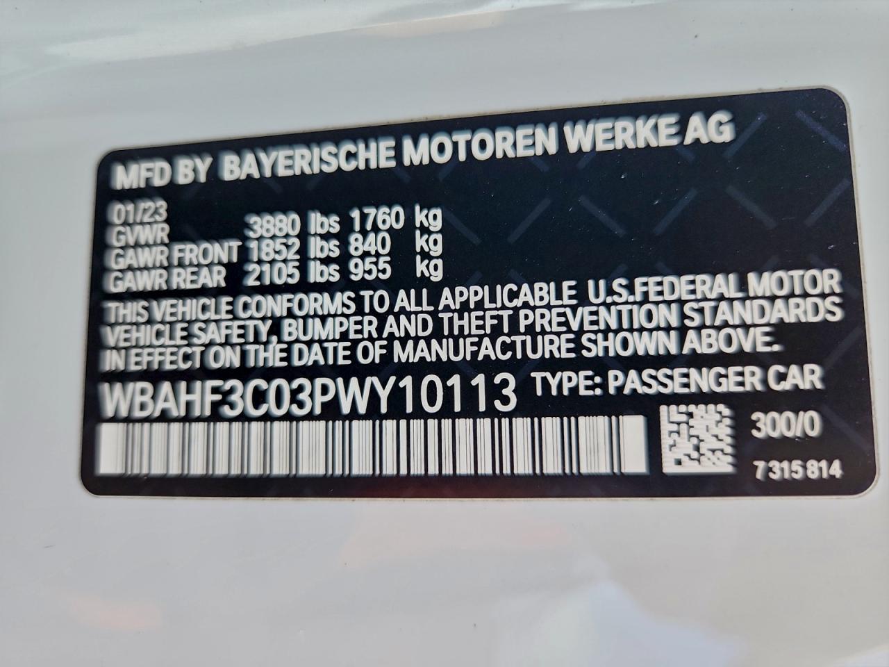 VIN WBAHF3C03PWY10113 2023 BMW Z4 SDRIVE3