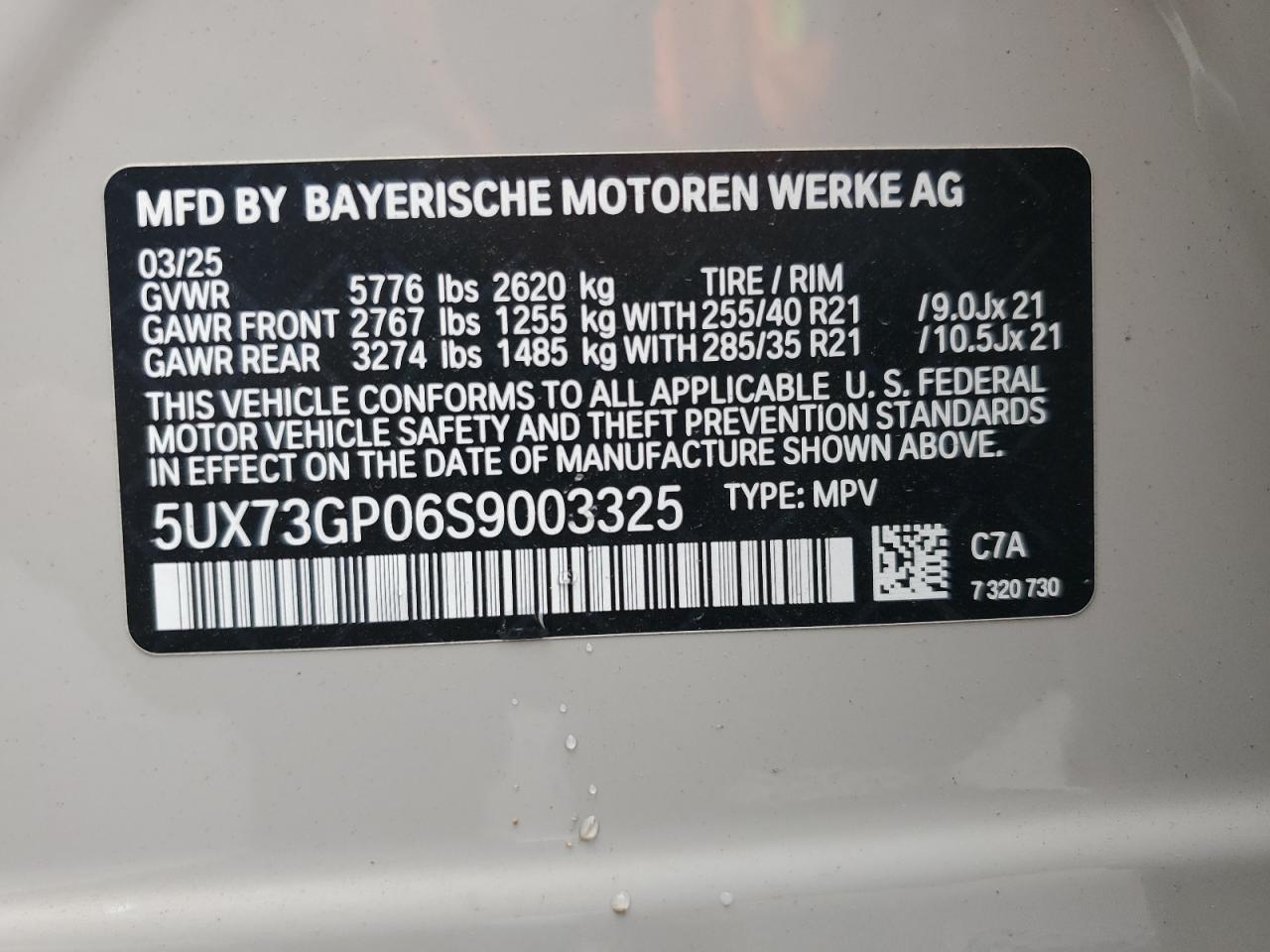 VIN 5UX73GP06S9003325 2025 BMW X3 M50