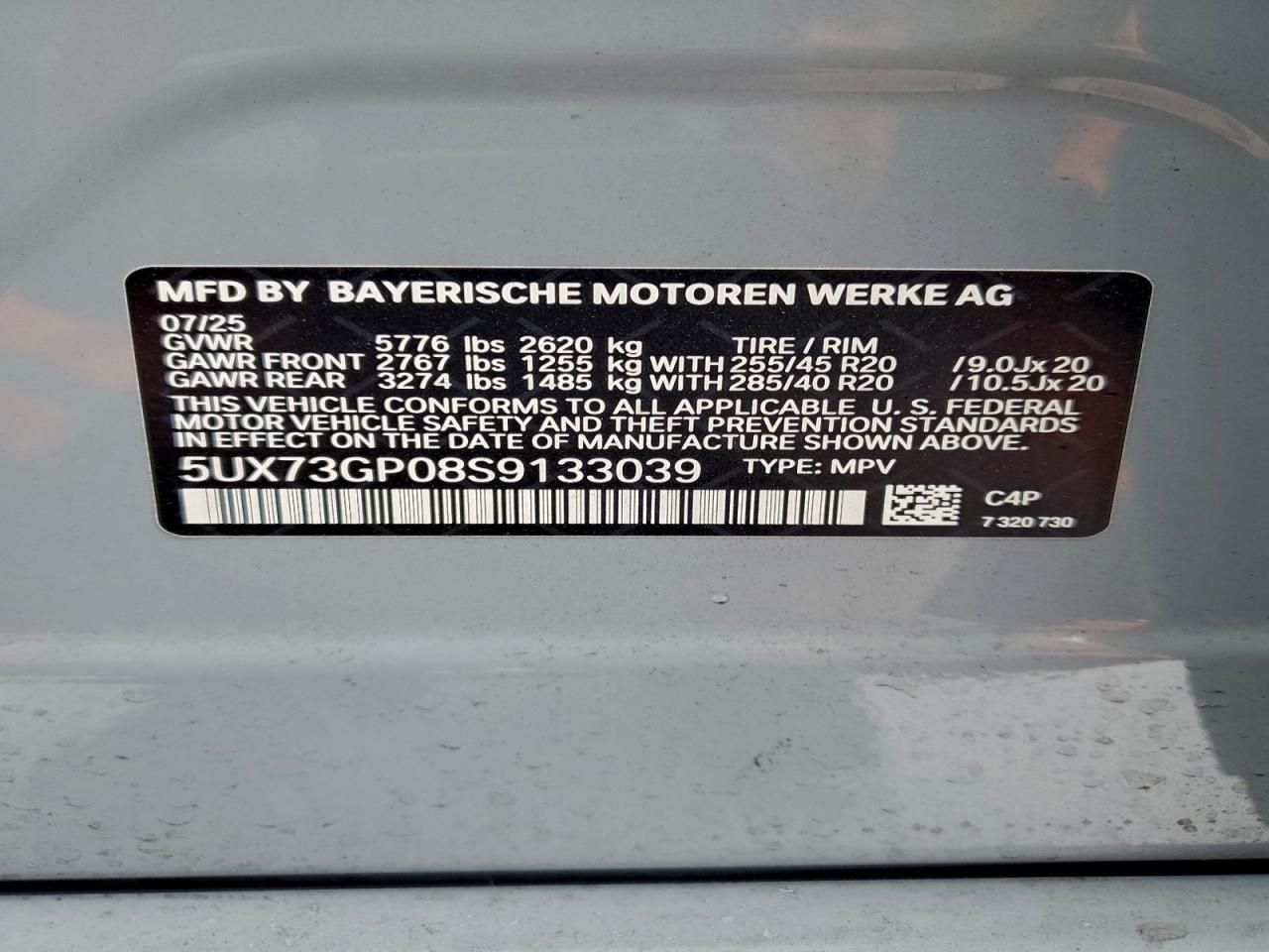 VIN 5UX73GP08S9133039 2025 BMW X3 M50