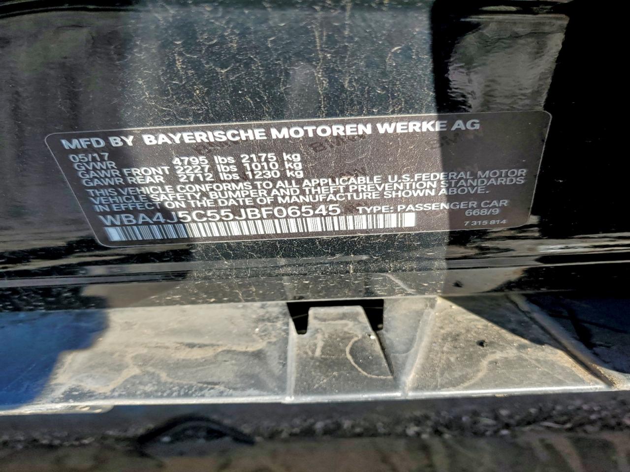 VIN WBA4J5C55JBF06545 2018 BMW 440I GRAN