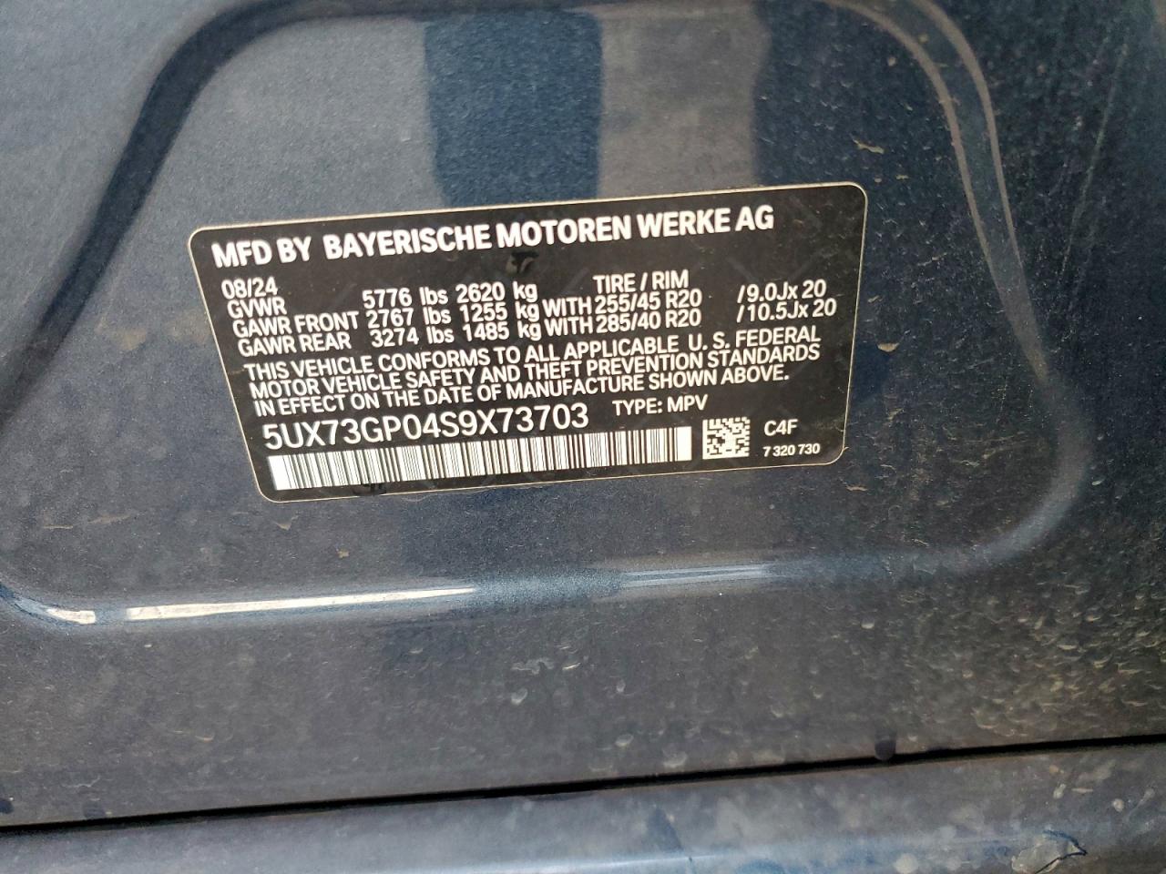 VIN 5UX73GP04S9X73703 2025 BMW X3 M50